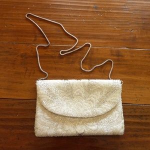 Vintage Beaded Satin Evening Bag